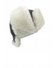 Six Panel Sheepskin Ushanka Russian Hat (Brown / White)