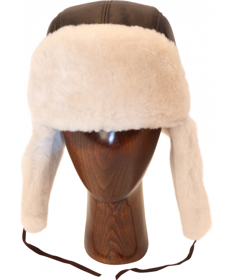 The Classic Brown With Brown Mouton Brim Shearling Hat 