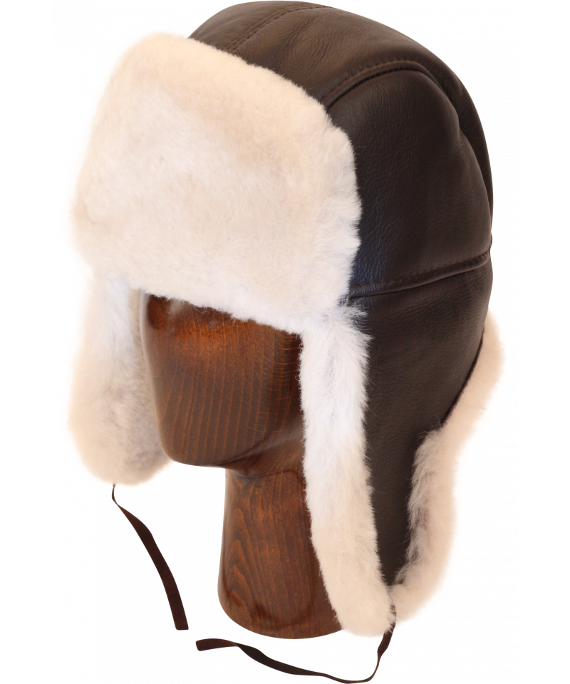 Classic Sheepskin Aviator (Brown / White) - Northern Hats